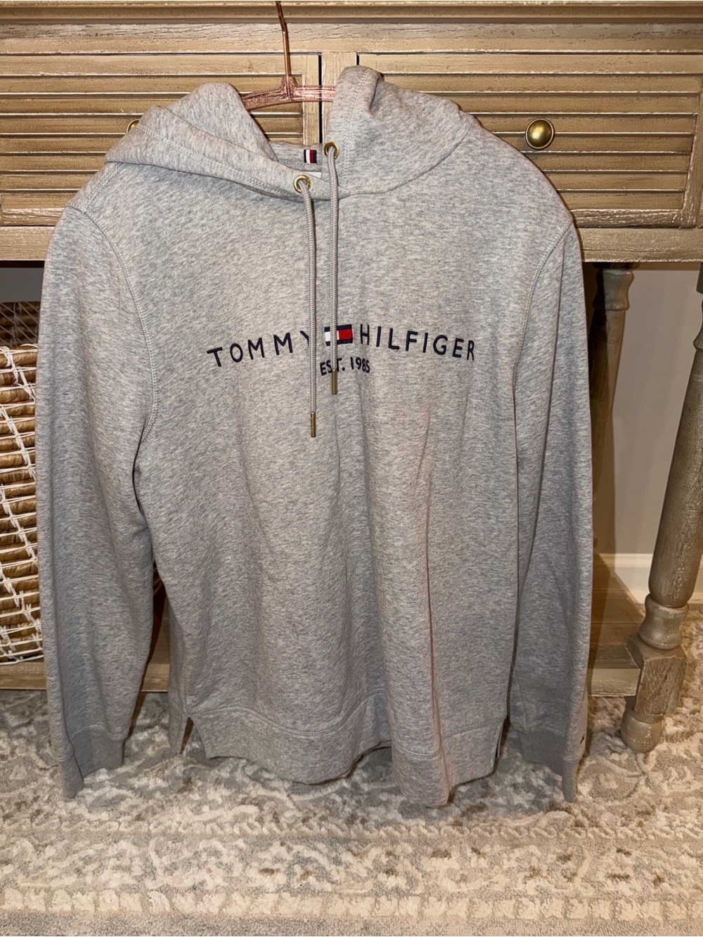 Tommy Hilfiger Grey Logo Hoodie Sweatshirt